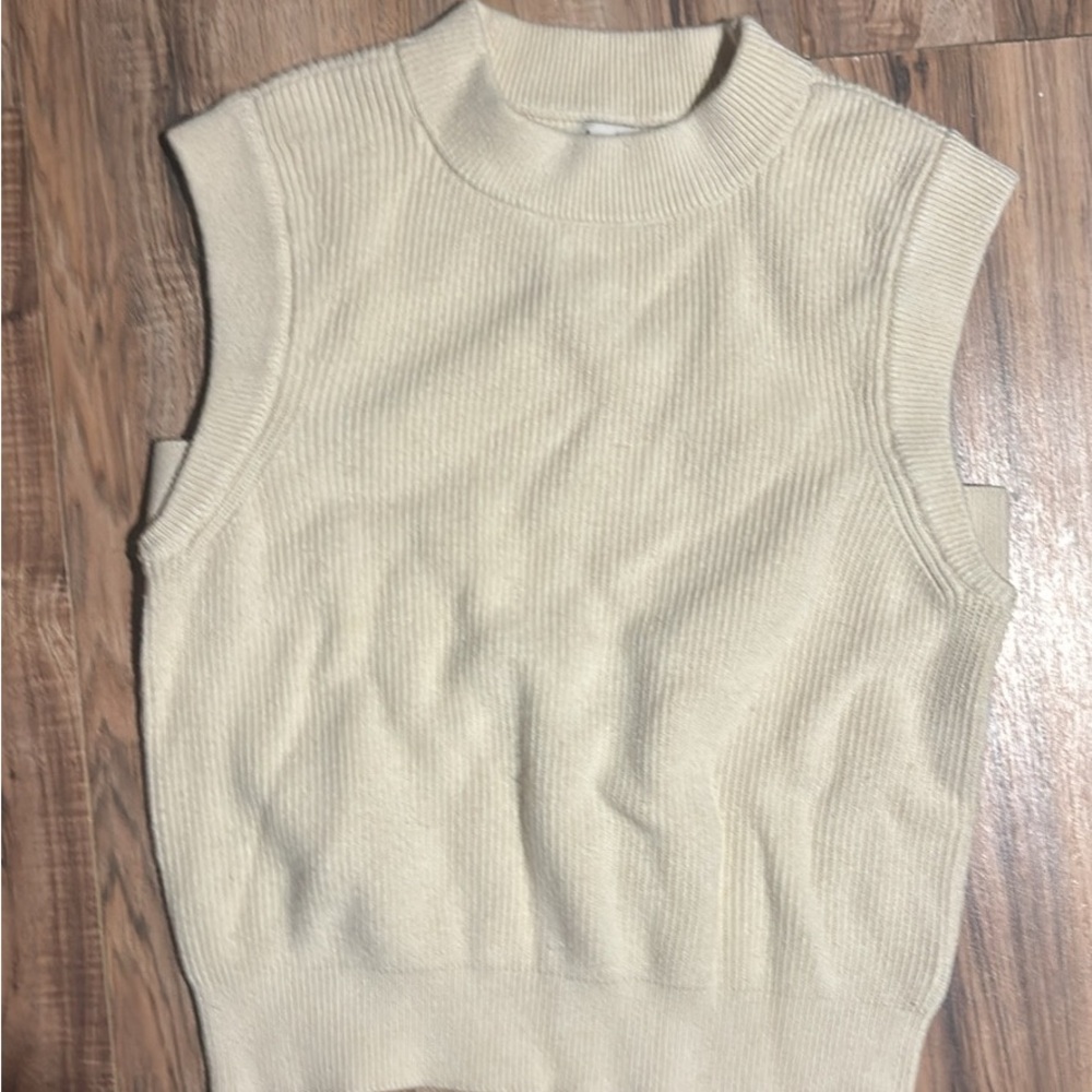 Cream Sleeveless Knit Top